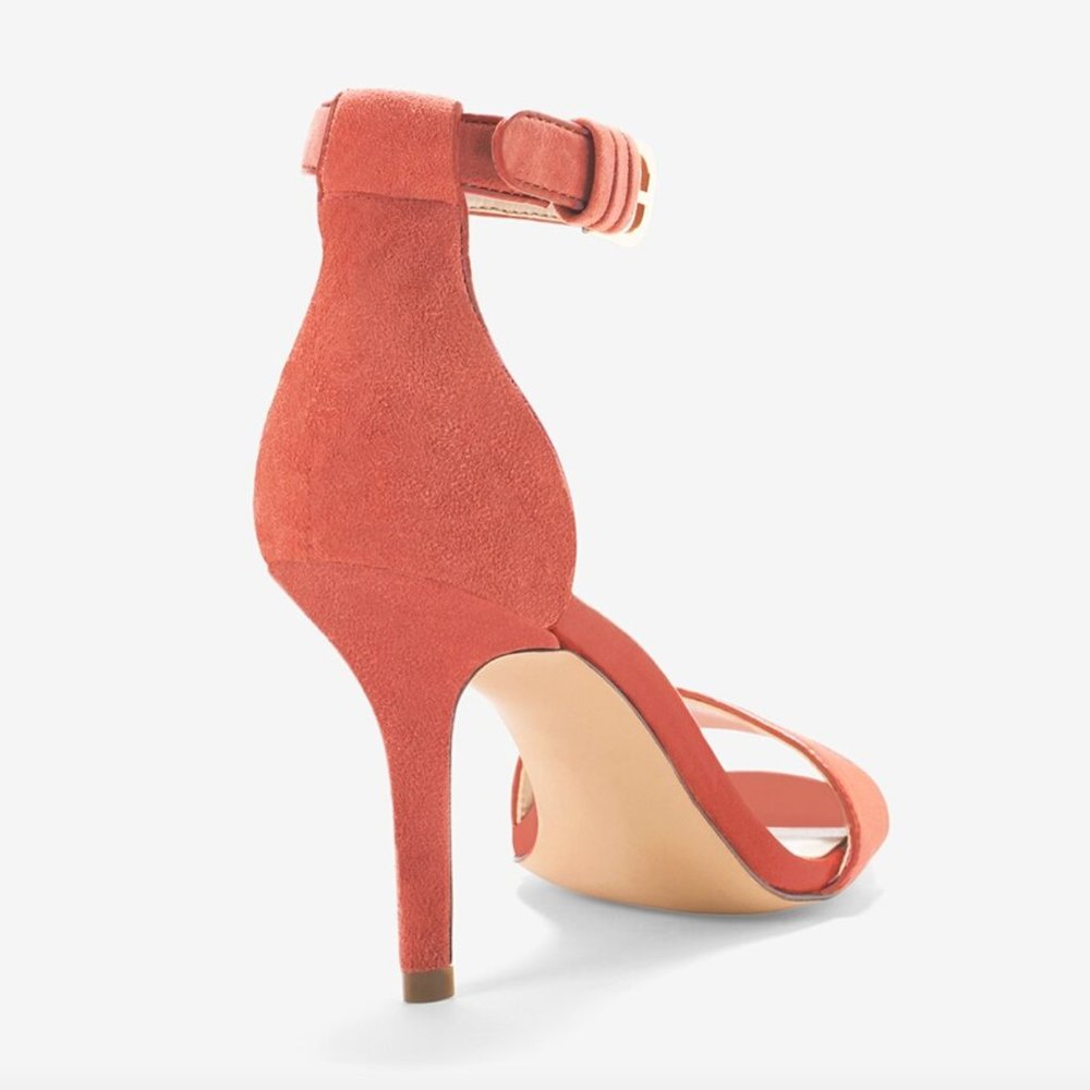 WHBM Two-Piece Suede Heels in Peach Pink Sz 9.5 - Picture 12 of 12